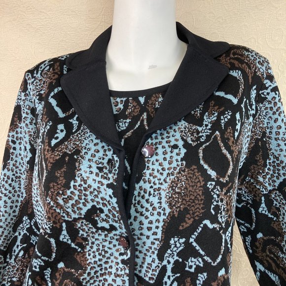 Misook 2-pc Snake Cardigan & Tank Set - Picture 3 of 16